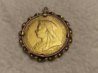 Victoria Dei Gra Britt Regina 1900 Gold Coin With 18k Gold Frame