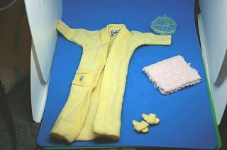 Vintage Barbie Bath Robe Towel Slippers And Shower Cap