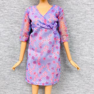 Barbie Happy Family Pregnant Midge Maternity Dress Purple Pink Floral