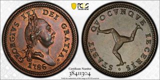 Y48 Great Britain Isle Of Man 1786 Penny Pcgs Ms - 64 Brown Finest Known Pop:1/0