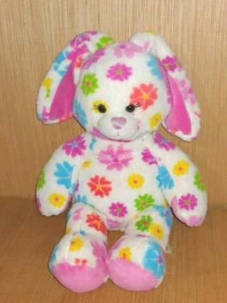 Build A Bear Bright Easter Bunny Rabbit With Flowers Plush Stuffed Animal 17 "