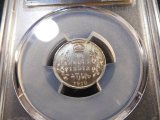 Y18 India British 1910 (C) 1/4 Rupee Restrike PCGS PROOF - 61 Only 1 Finer Pop:1/1 3