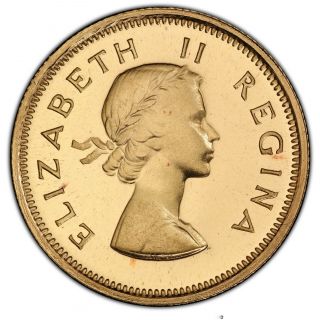 1953 South Africa 1/2 Pound Queen Elizabeth Ii,  Pcgs Pr67 Gold