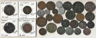 30 Old Sweden Coins (1600s 1700s 1800s) Plenty Collectible Here