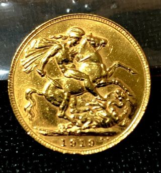 1919 King George V Full Sovereign Perth Gold Coin - High Au To Ms (raw)