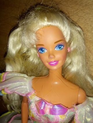 Barbie Doll Wearing 1995 Happy Birthday 14649 Iridescent Crinkle Ruffle Gown