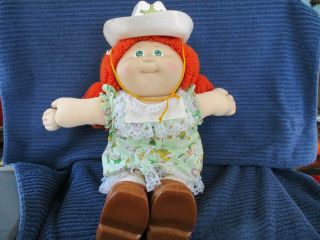 Cabbage Patch Doll With Papers Cowgirl Hat Boots Socks Red Hair Allis Bunni Star