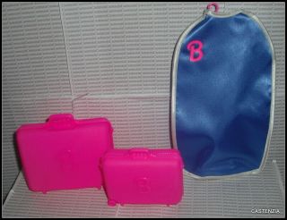 Accessory Barbie Doll International Travel Garment Bag Pink Luggage For Diorama
