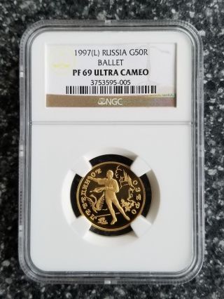 1997 Russia Gold Ballet 50 Roubles Pf69 Ngc