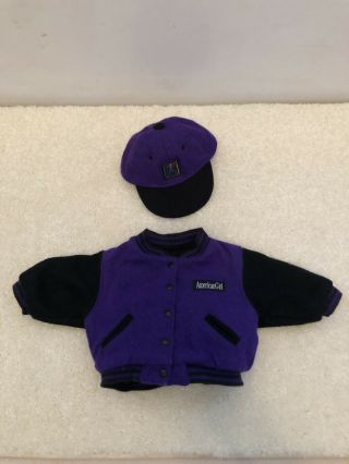 1996 Pleasant Company American Girl Doll Clothes Purple Black Varsity Jacket Cap