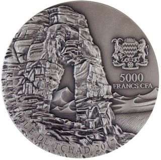 Chad 2017 5000 Francs Libyan Desert Glass - Meteorite Art 5oz Silver Coin 2