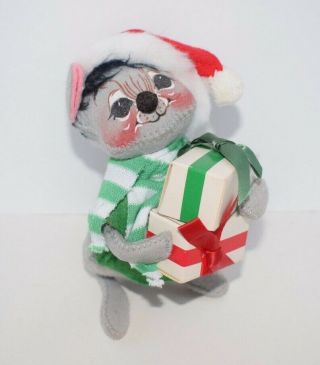 Annalee Ca 1990 Gray Mouse With Presents Christmas Ornament 6 "