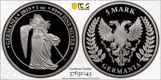 Germania 2019 Proof Pcgs Pr69dcam Gold Shield 1 Oz.  9999 Silver