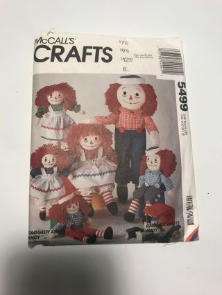 Raggedy Ann & Andy Sewing Pattern Mccall 