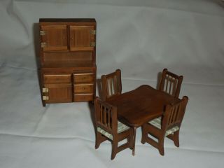 6 Piece Dollhouse Miniature Furniture Decorator Rustic DINING ROOM SET 1:12 2