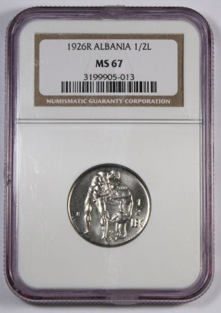 Albania 1926 R Zog I 1/2 Lek Nickel Coin Ms67 Ngc Gem Bu Km 4 Rome