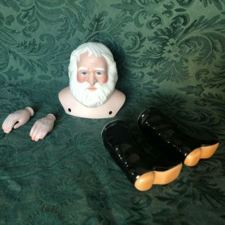 Father Claus Beverly Walter 1980 Bisque Doll Head Boots And Hands