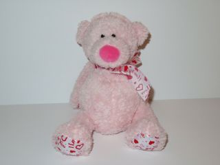 Ganz Tubby Tummies W/ Message Plush I Love You Pink Teddy Bear Stuffed Hv8901