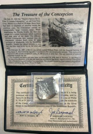 Treasure Of The Concepcion 1641 Shipwreck Coin W/