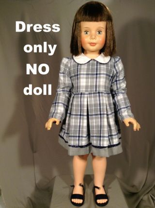 Cute Grey Plaid Flannel Dress Fits Patty Playpal 35 " Lifesize Doll