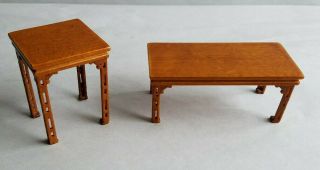 Set/2 Jbm Dollhouse Chinese Chippendale Living Room Tables