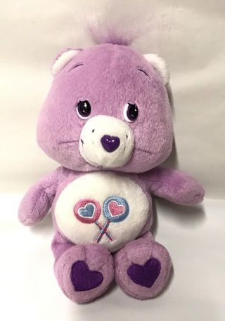 Care Bears Share Bear Plush 7” Purple Lollipops Stuffed Animal Toy