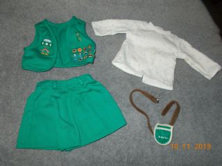 American Girl Doll Girl Scout Outfit Green Vest Shorts Purse Brown Belt Shirt