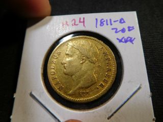 H24 France Napoleon I 1811 - A Gold 20 Francs Xf,