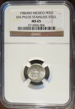 1986 Mo Mexico Peso Stainless Steel Pattern Ngc Ms 65