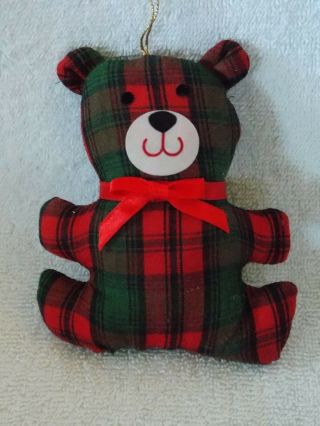 Russ Bear Plaid Christmas Ornament