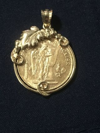 1895 A Gold Coin 20 Francs " Lucky Angel " Pendant