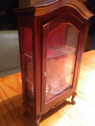 1/12 Scale Dollhouse Miniature Wood Curio Cabinet With Opening Door