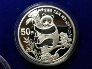 1987 China Silver Panda 5 Oz 50 Yuan Proof 999 Fine Bullion Coin W/ Orig Capsule