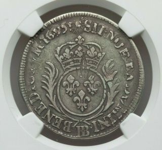1695bb France Louis Xiv Silver 1/2 Ecu (34 Sols) Ngc Vf - 20
