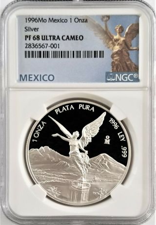 1996 Mexico Libertad Proof 1 Oz.  Silver Ngc Pf68 Ultra Cameo