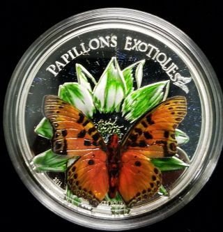 2011 Cameroon Butterfly 3d Papillons Exotique 1000 Francs Proof Silver Coin