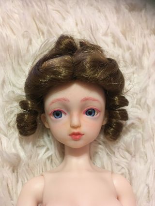 5 - 6 Inch Brown Wig 1:4 Msd 1:3 Sd Bjd Doll Jane Eyre Style Side Curls Bun