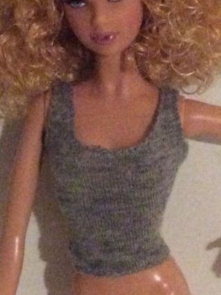Barbie Basics 003 2.  0 Denim Doll Gray Tank Top Model Muse Clothing