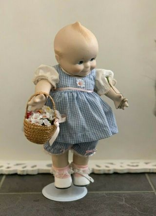Danbury Kewpie Girl Doll With Basket Of Flowers Porcelain Never Unboxed