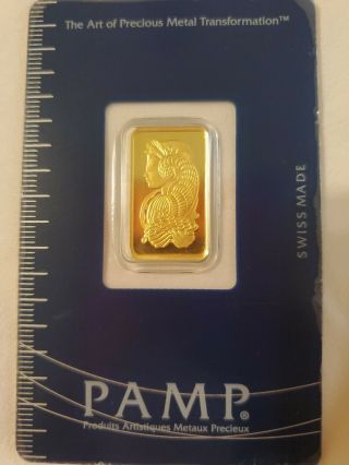 Pamp Suisse 5 Gram Gold Bar Fine Gold 999.  9 Pure W/certificate Bo86911