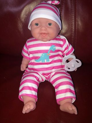 Adorable 12” Berenguer Baby Doll Chubby Cloth Body Outfit Pacifier