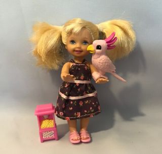 Barbie Kelly Doll House Diorama Pet Vet Animal Accessories Mini Toy Bird Parrot