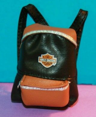 Mattel Barbie Harley Davidson Two Tone Black Orange Leather Satchel Backpack