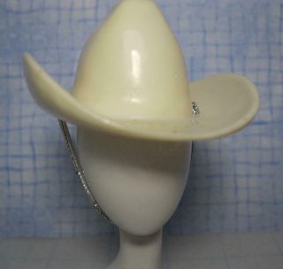Barbie Doll Cowboy Western Cowgirl Cloth - Ivory Silver Elastic Cowgirl Rodeo Hat
