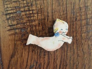 Kewpie Pin,  Made Of Wood And Hand Painted