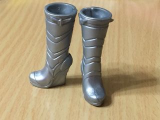 Barbie My Scene Doll Shoes Fashionistas Fashion Fever Silver Color Wedge Boots