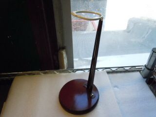Doll Holder Metal Stand With Round Wood Base 10 " Adjustable