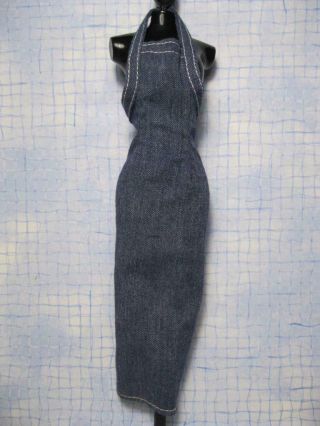 Fashion Avenue Barbie Doll Fashionista Denim Blue Bib Jumper Long Apron Dress
