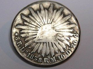 1838 Mexico - 8 Reale (do - Rm) 90 Silver - 8 Over 1 Or 7 W/double Strike " R "