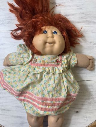 Vintage 1986 Xavier Roberts Cabbage Patch Doll • Floral Dress • Red Hair (kt)